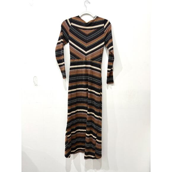 NWT Maeve by Anthropologie Striped Wrap Midi Dress Brown Multi Women's Size XS - Picture 4 of 7